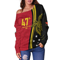 Papua New Guinea Independence Anniversary Polynesian Tribal Women Off Shoulder Sweater - LT12 - Polynesian Pride