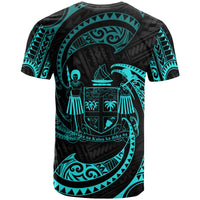 Fiji Polynesian Custom T Shirt Neon Blue Tribal Wave - Polynesian Pride
