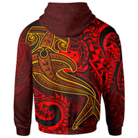 Samoa Zip up Hoodie Red Shark Polynesian Tattoo - Polynesian Pride