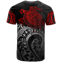 American Samoa Polynesian T Shirt American Samoa Seal Polynesian Red Turtle - Polynesian Pride