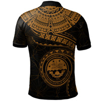 Federated States of Micronesia Polynesian Custom Polo Shirt FSM Waves (Golden) - Polynesian Pride