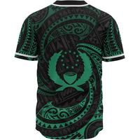Pohnpei Polynesian Custom Personalised Baseball Shirt - Green Tribal Wave - Polynesian Pride