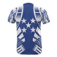 Gambier Islands T Shirt National Flag Polynesian Tattoo Blue Style - Polynesian Pride