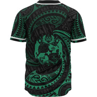 Tonga Polynesian Baseball Shirt - Green Tribal Wave - Polynesian Pride