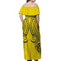 (Custom Personalised) Cook Islands Aitutaki Off Shoulder Long Dress - Tribal Pattern - LT12 - Polynesian Pride