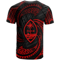 Guam Polynesian All Over T Shirt Red Tribal Wave - Polynesian Pride