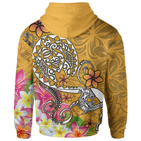 Polynesian Zip up Hoodie Turtle Plumeria Gold Color - Polynesian Pride