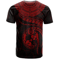Tonga Polynesian Custom T Shirt Tonga Waves (Red) - Polynesian Pride