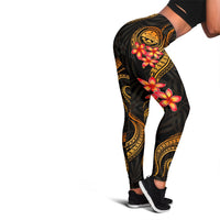 Federated States Of Micronesia Women Legging - Gold Plumeria - Polynesian Pride