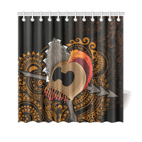 Hawaiian Warrior Helmet Polynesian Shower Curtain 177 x 172 (cm) Black - Polynesian Pride