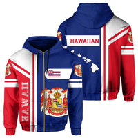 Hawaii Polynesian Zipper Hoodie Morale Style Unisex Blue - Polynesian Pride