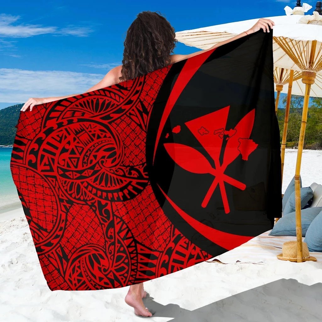 Kanaka Maoli Map Sarong Red - Circle Style Sarong One Size Red - Polynesian Pride