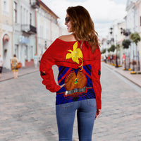 Central Province Off Shoulder Sweater Papua New Guinea LT13 - Polynesian Pride