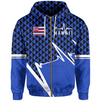 Kakau Hawaii In My Heartbeat Flag of Hawaii Zip Hoodie Blue - Polynesian Pride
