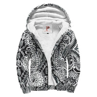 Polynesian Patterns Sherpa Hoodie - Black White Style - Polynesian Pride