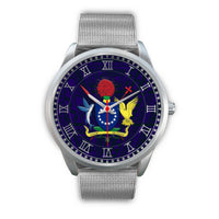 Cook Islands Coat Of Arms Silver Watch Silver Metal Mesh Silver - Polynesian Pride