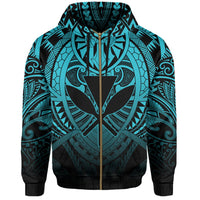 Hawaii Maka Polynesian Kanaka Maoli Zip Hoodie Heaven Style Blue - Polynesian Pride