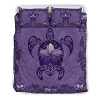 Hawaiian Turtle And Plumeria Polynesian Bedding Set Black - Polynesian Pride