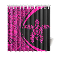 Hawaii Turtle Polynesian Shower Curtain-Circle Style Pink - Polynesian Pride