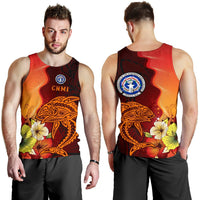 Northern Mariana Islands Men Tank Top - Tribal Tuna Fish Orange - Polynesian Pride