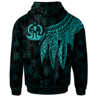 Vanuatu Zip up Hoodie Polynesian Wings (Turquoise) - Polynesian Pride
