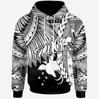 Papua New Guinea Polynesian Hoodie Tribal Wave Tattoo White Unisex White - Polynesian Pride