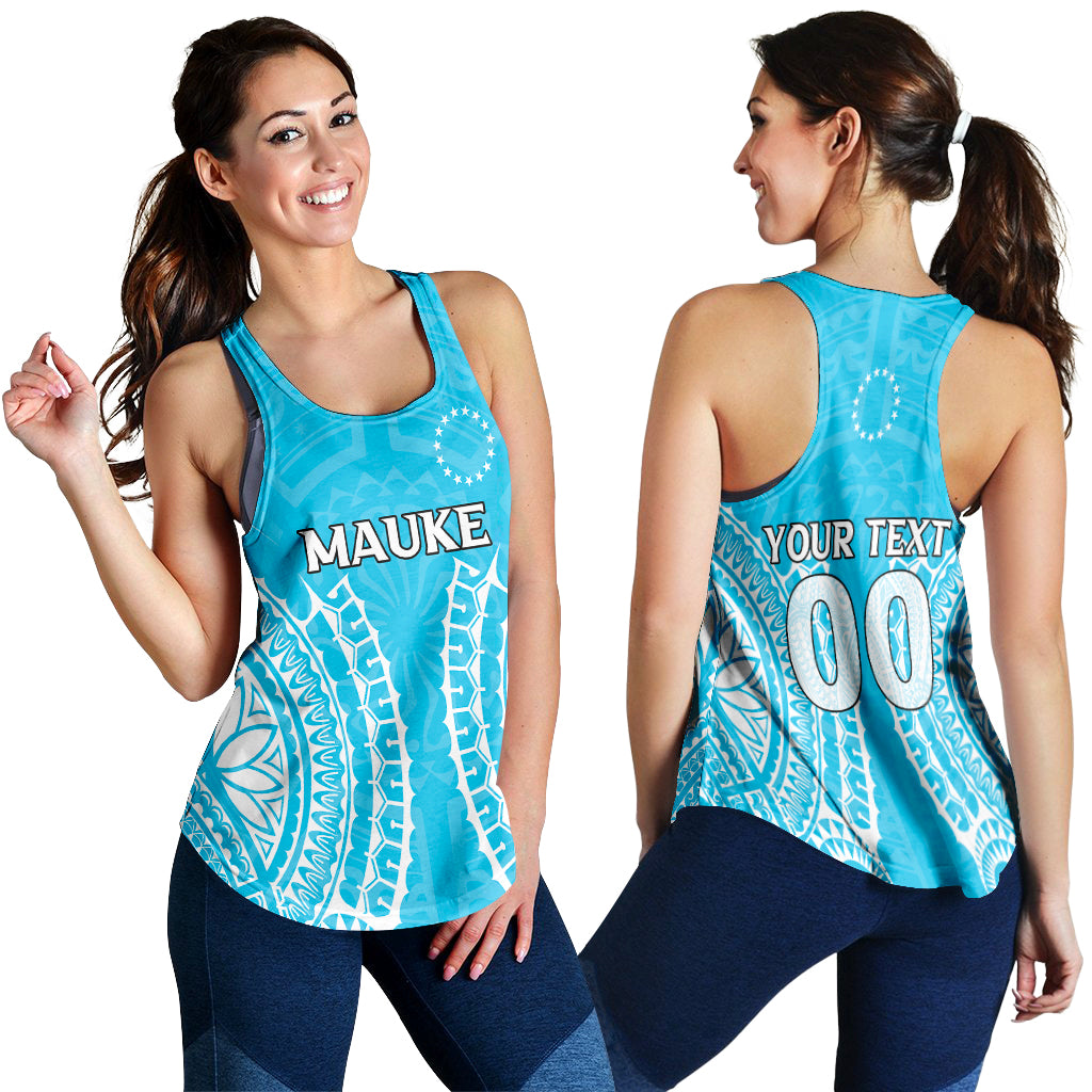 (Custom Personalised) Cook Islands Mauke Women Tank Top - Tribal Pattern - LT12 Blue - Polynesian Pride