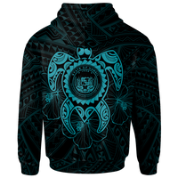 Hawaii Polynesian Zip up Hoodie Vintage Polynesian Turtle (Turquoise) - Polynesian Pride