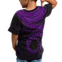 Cook Islands Custom T Shirt Polynesian Waves (Purple) - Polynesian Pride