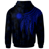 Marshall Islands Custom Zip up Hoodie Polynesian Wings (Blue) - Polynesian Pride