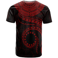 Cook Islands Custom T Shirt Polynesian Waves (Red) - Polynesian Pride