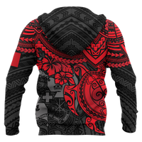 Tonga Polynesian Hoodie Red Turtle - Polynesian Pride