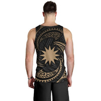 Nauru Polynesian Men's Tank Top - Gold Tribal Wave - Polynesian Pride