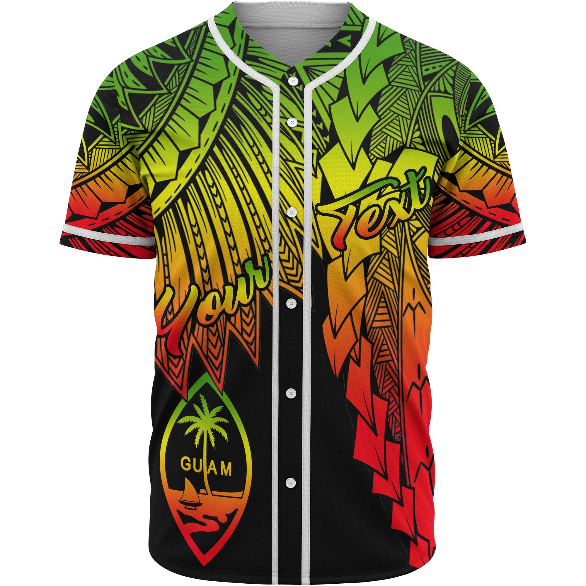 Guam Polynesian Custom Personalised Baseball Shirt - Tribal Wave Tattoo Reggae Unisex Reggae - Polynesian Pride