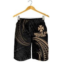 Wallis And Futuna Polynesian Men's Short - Gold Tribal Wave - Polynesian Pride
