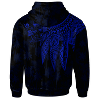 Fiji Zip up Hoodie Polynesian Wings (Blue) - Polynesian Pride