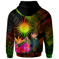 Marshall Islands Polynesian Zip up Hoodie Hibiscus and Banana Leaves - Polynesian Pride