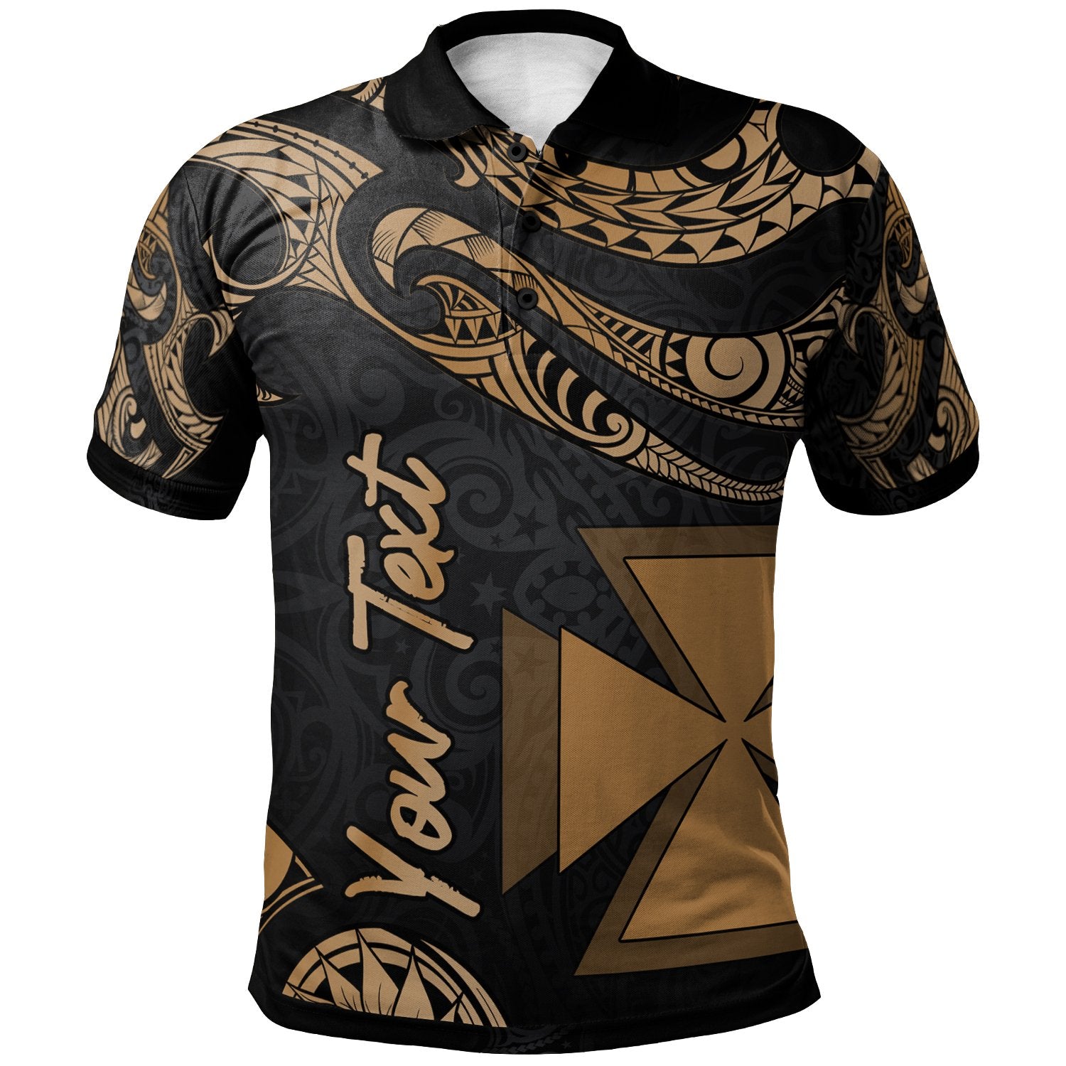 Wallis and Futuna Custom Polo Shirt Polynesian Tattoo Gold Version Unisex Gold - Polynesian Pride