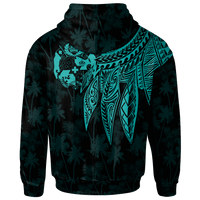 Tonga Custom Hoodie Polynesian Wings (Turquoise) - Polynesian Pride