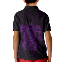 American Samoa Polynesian Custom Polo Shirt Vintage Polynesian Turtle (Purple) - Polynesian Pride