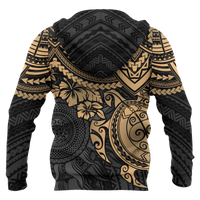 Polynesian Zip Hoodie Polynesian Golden Turtle - Polynesian Pride