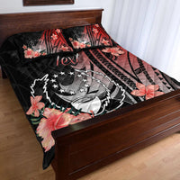 Pohnpei Personalised Custom Quilt Bed Set - Red Polynesian Hibiscus Pattern Style - Polynesian Pride