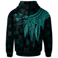 Fiji Custom Hoodie Polynesian Wings (Turquoise) - Polynesian Pride