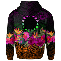 Cook Islands Custom Polynesian Hoodie Summer Hibiscus - Polynesian Pride