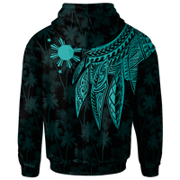 The Philippines Custom Zip up Hoodie Polynesian Wings (TurQuoiSe) - Polynesian Pride