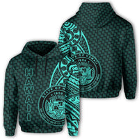 Hawaii Polynesian Hoodie Turquoise Emboss Style Unisex Turquoise - Polynesian Pride