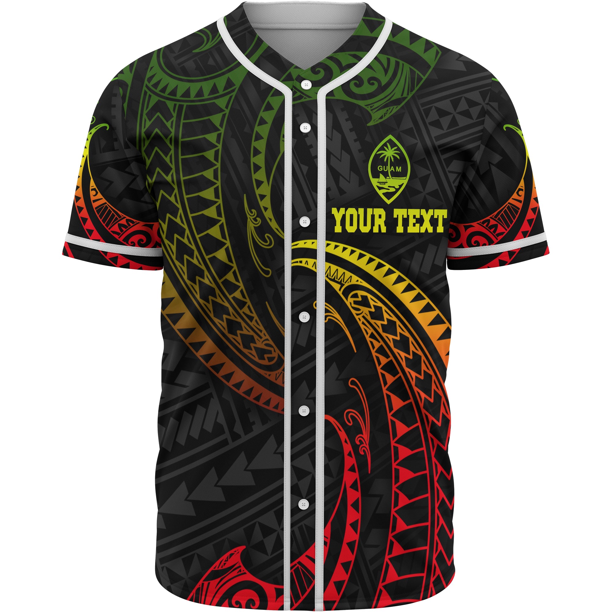 Guam Polynesian Custom Personalised Baseball Shirt - Reggae Tribal Wave Unisex Reggae - Polynesian Pride