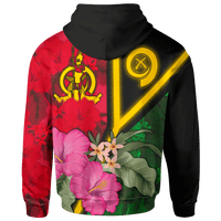 Vanuatu Zip up Hoodie Vanuatu Flag with Hibiscus - Polynesian Pride