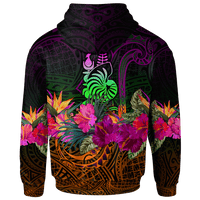 New Caledonia Polynesian Hoodie Summer Hibiscus - Polynesian Pride