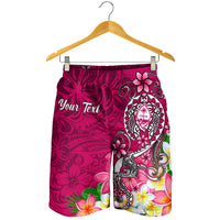 Guam Custom Personalised Men's Shorts - Turtle Plumeria (Pink) - Polynesian Pride